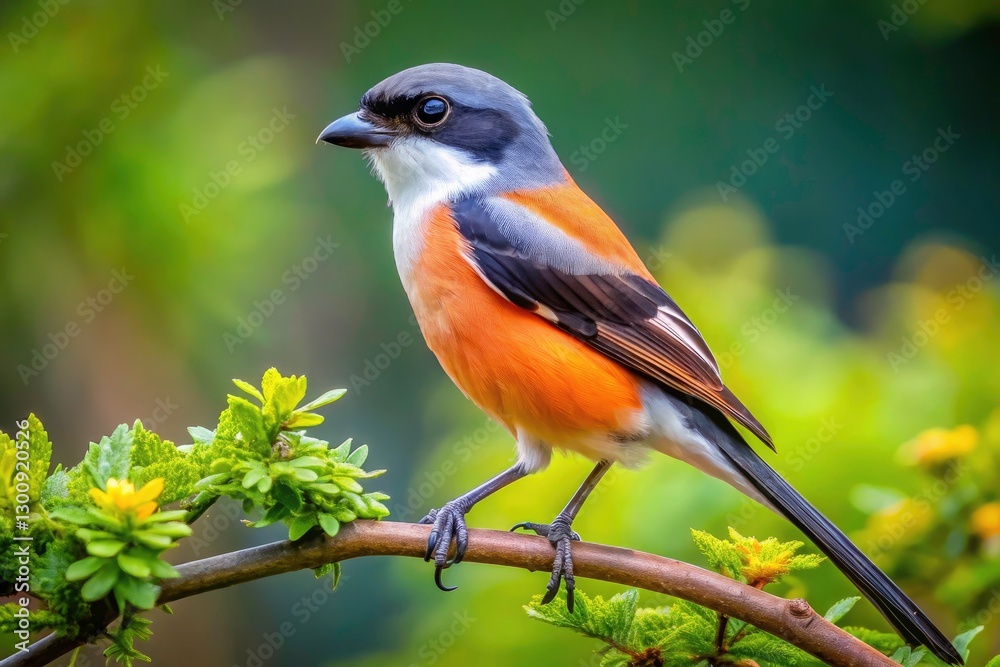 Long-Tailed Shrike Bird Photography, Wildlife Nature Image, Perched on Branch, Avian Portrait Long-Tailed Shrike Bird Photography, Wildlife Nature Image, Perched on Branch, Avian Portrait