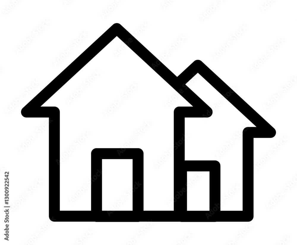 icon of two houses representing home residential buildings real estate or housing services. icon of two houses representing home residential buildings real estate or housing services.
