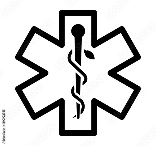 icon of the Star of Life symbol with the Rod of Asclepius in the center representing emergency medical services (EMS) healthcare, and medical assistance.