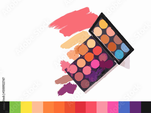 Colorful Makeup Palette Swatches Vector Background