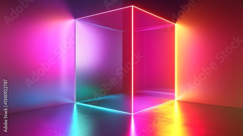 neon cube abstract background