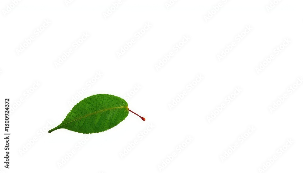 Obraz premium Single leaf, detached from branch, stark white backdrop, graphic, isolated