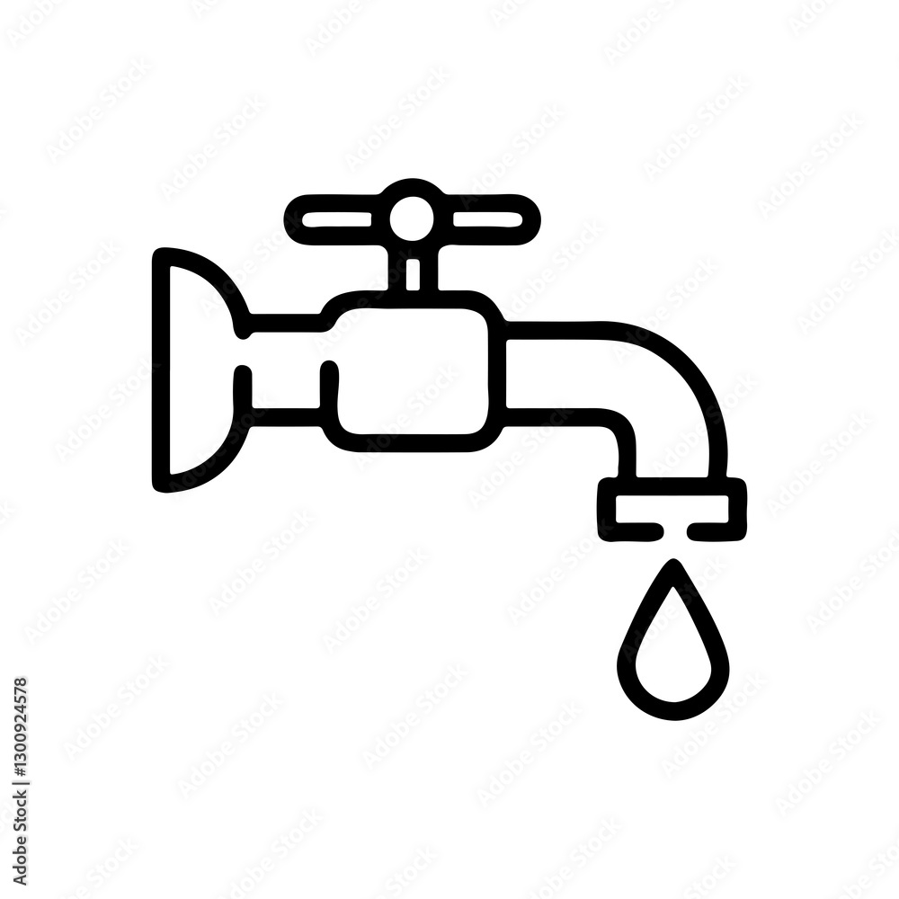 Water Faucet with Dripping Water Icon Water Faucet with Dripping Water Icon