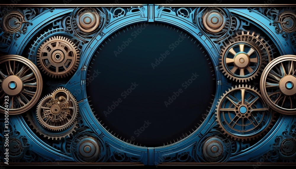 Obraz premium border frame of metal gears and cogs background with copy space