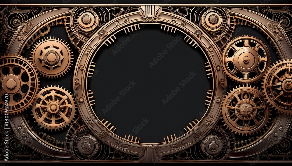 Obraz premium border frame of metal gears and cogs background with copy space