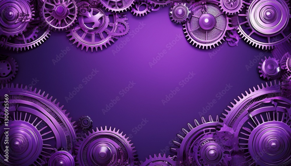 border frame of metal gears and cogs background with copy space
