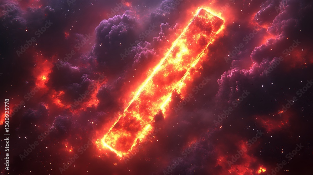 Fiery Rectangular Object Amidst Cosmic Clouds Fiery Rectangular Object Amidst Cosmic Clouds