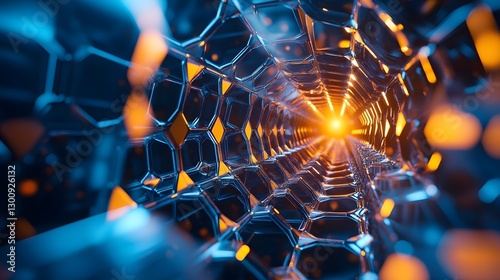 abstract hexagonal tunnel futuristic technology background