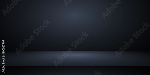 Dark concrete room background with blue lighting. Three dimensional space for mock up