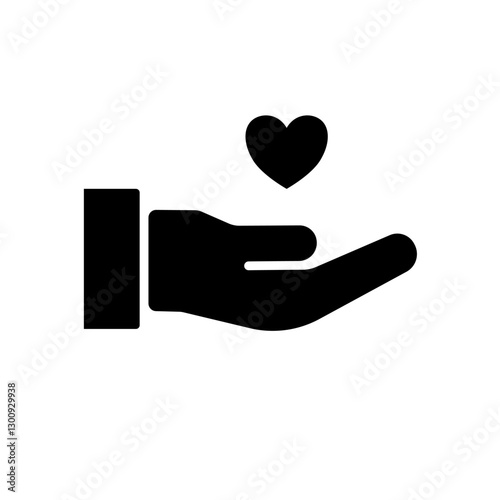 open hand with heart – vector icon