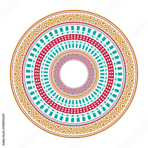 Ethnic round ornament in Aztec style. Tribal pattern. Ornamental round lace. Seamless Indian patterns. Round pattern of indigenous peoples of America, Aztecs, Mayans, Incas. For fabric, paper, textile