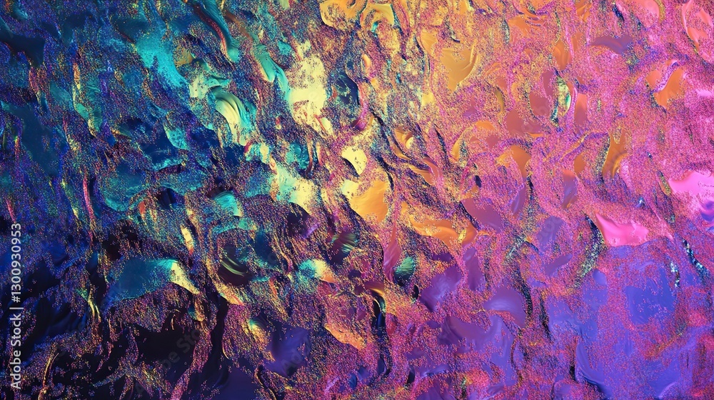 Naklejka premium Vibrant holographic rainbow foil iridescent texture abstract hologram background for futuristic and modern design