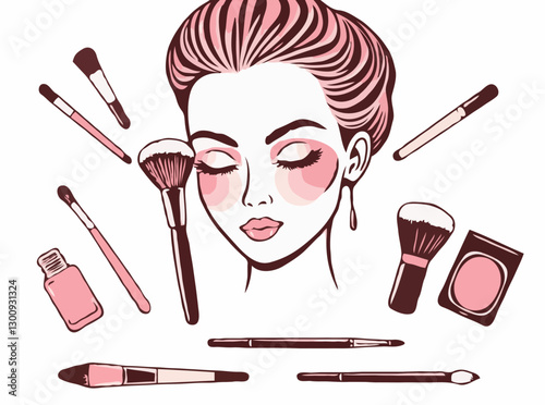 Makeup Artist Tools and Brushes Vector