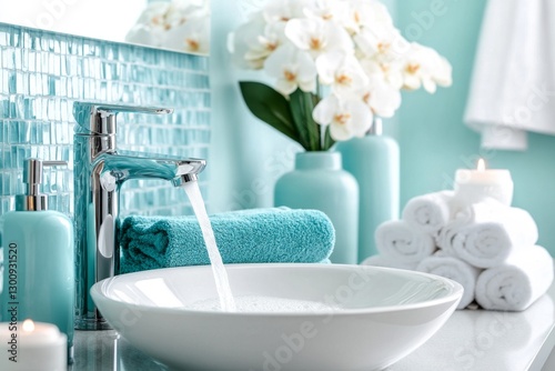 A close-up of a faucet aerator installed to reduce water usage, symbolizing energy conservation at home