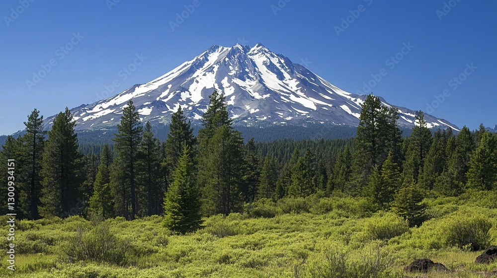 Obraz premium Majestic Snowcapped Mountain Peak Stunning Landscape View Serene Nature Scene Breathtaking Panorama Picturesque Wilderness Majestic Summit Picturesque