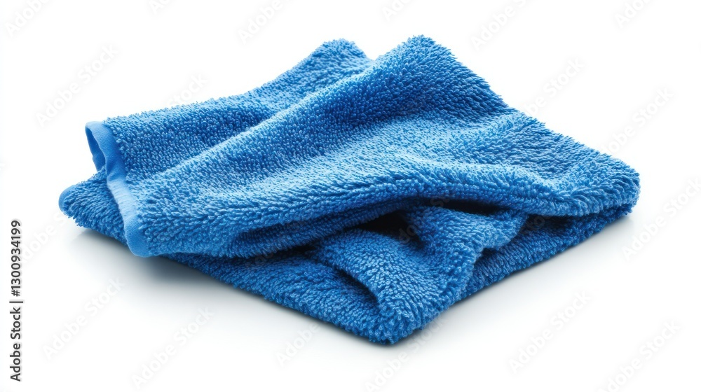Folded blue terry cloth towel on white background. Folded blue terry cloth towel on white background.