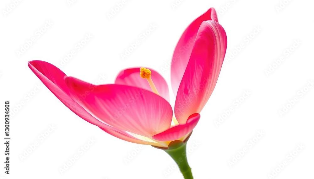 Naklejka premium A single vibrant bloom, petals unfurled, isolated against a pure white backdrop, isolated flower, single flower