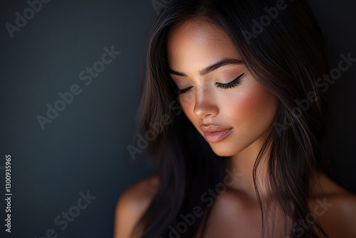 attractive latina woman with long hair,model