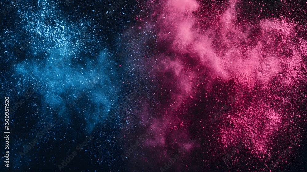 Fototapeta premium blue and pink powder explosion on black background