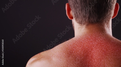 A close-up of a person's back covered in severe allergic hives, showing red, inflamed, and swollen skin