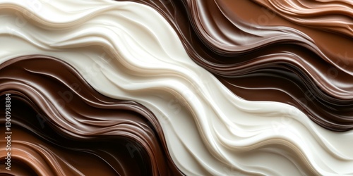 Wallpaper Mural Minimalistic abstract background with white and dark chocolate spirals, soft wave gradients, smooth texture, rich brown tones, and luxurious, modern design with professional elegance. Torontodigital.ca