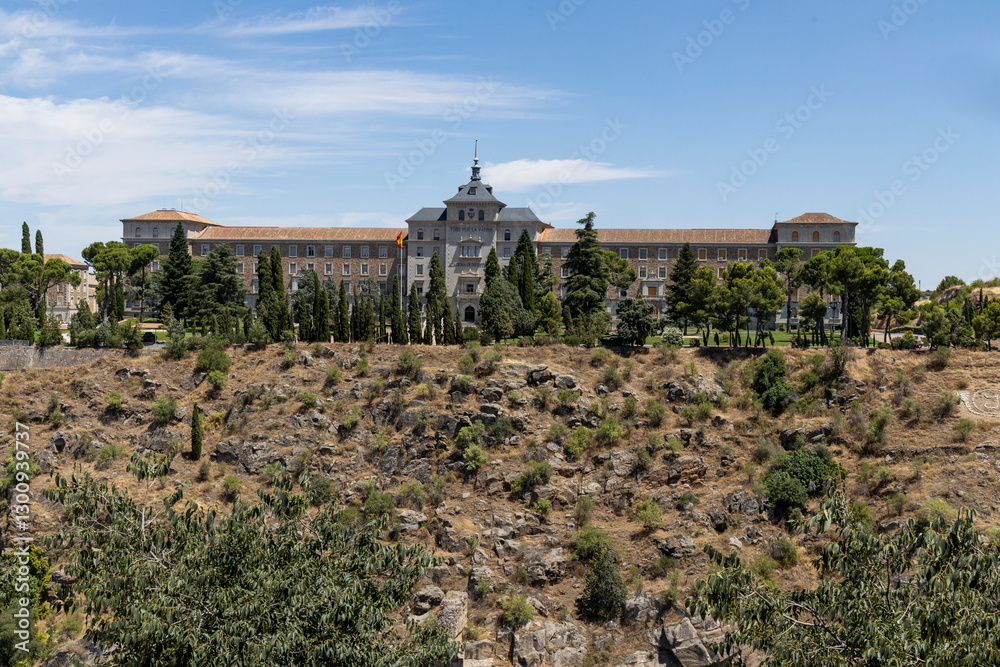 Fototapeta premium Toledo, Spain, a breathtaking fusion of medieval history, stunning architecture, and cultural heritage. Its historic center, cathedrals, and ancient streets create the setting for visual storytelling.