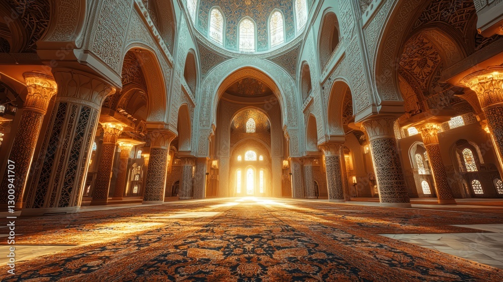 Obraz premium Grand Mosque Interior Sunlight Illumination