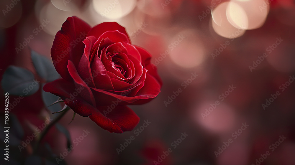 delicate red rose with gentle highlights in soft focus background delicate red rose with gentle highlights in soft focus background