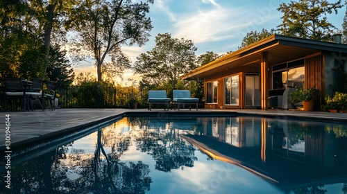 Wallpaper Mural serene sunset poolside escape Torontodigital.ca