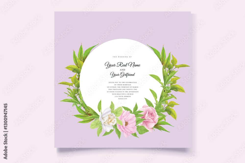 watercolor floral summer wedding invitation card set