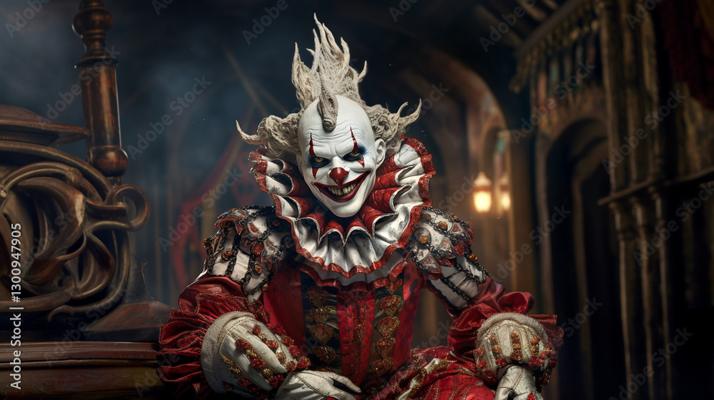 Obraz premium scary halloween clown the witcher creature jester joker