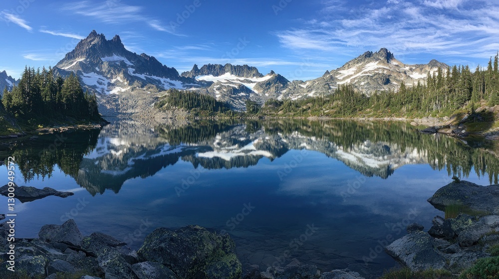 Fototapeta premium Majestic Mountain Reflection in Alpine Lake