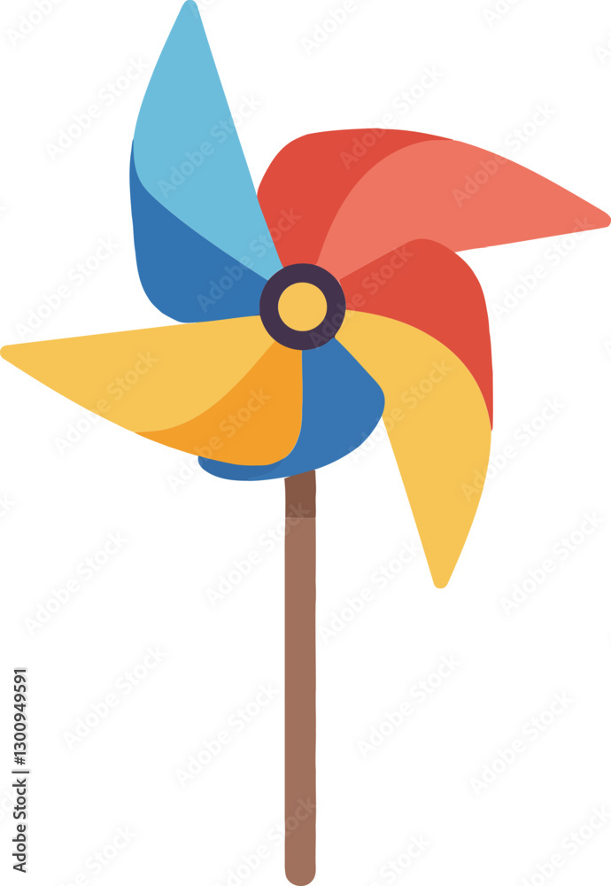 Colorful pinwheel spinning in a gentle breeze, showcasing a flat design style, exuding a playful and joyful atmosphere in this vibrant vector art Colorful pinwheel spinning in a gentle breeze, showcasing a flat design style, exuding a playful and joyful atmosphere in this vibrant vector art