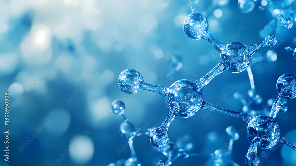 3D Molecular Structure in Blue Tones 3D Molecular Structure in Blue Tones