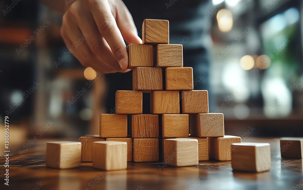 Knowledge transfer concept, business knowledge management, stacking wooden blocks on a table, teamwork, collaboration, professional growth visual Knowledge transfer concept, business knowledge management, stacking wooden blocks on a table, teamwork, collaboration, professional growth visual