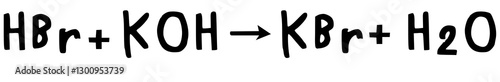 Neutralization Reaction of Hydrobromic acid, Potassium hydroxide, Potassium bromide, Water illustration