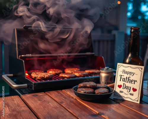 Celebrating Father's Day with a delicious barbecue feast and heartfelt cheer in a cozy outdoor setting