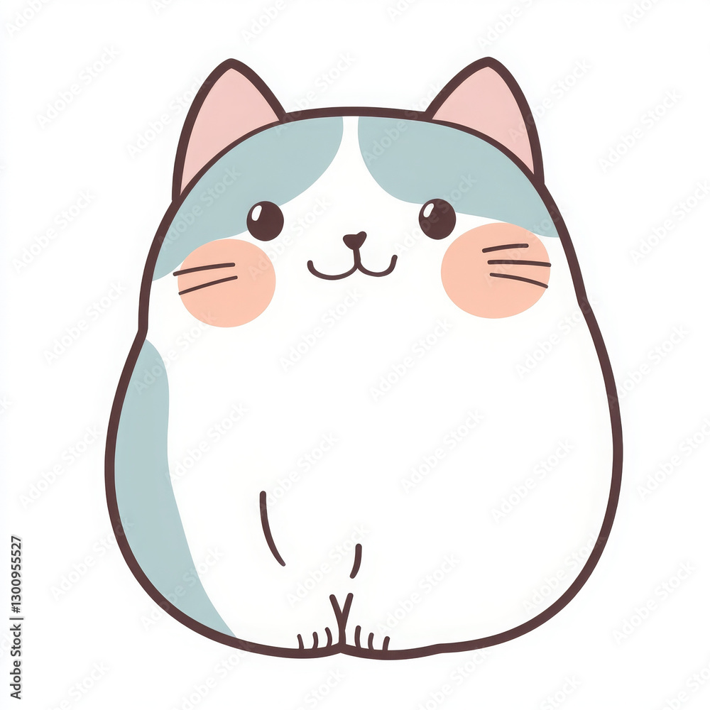 Flat illustration cat looks cute and content on white background Flat illustration cat looks cute and content on white background
