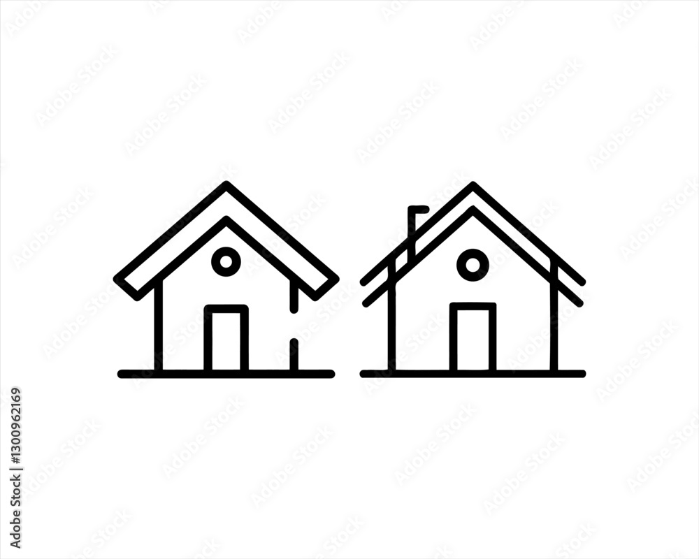 Home icon outline vector template. House line icon symbol. Thin line house logo icon. Home icon outline vector template. House line icon symbol. Thin line house logo icon.