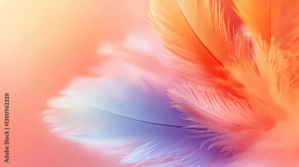 Feather Close-Up in Orange and Purple Feather Close-Up in Orange and Purple