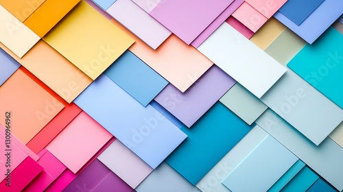 A flat lay of colorful rectangular paper boxes, arranged in a gradient color spectrum on a smooth background.