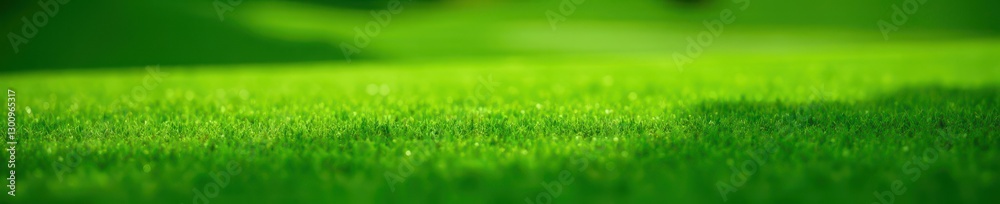 Fototapeta premium Close-up, lush green golf course grass texture, closeup, texture, view