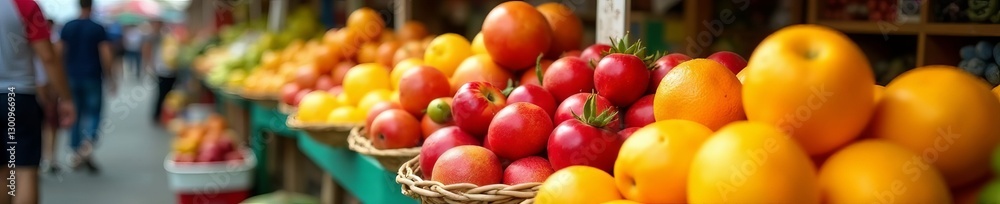 Vibrant array of fresh fruits at outdoor market stall, display, stall Vibrant array of fresh fruits at outdoor market stall, display, stall