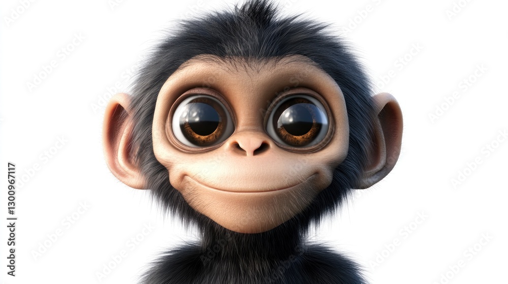 Fototapeta premium Cute cartoon chimpanzee portrait