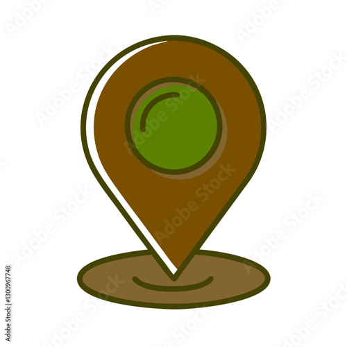 Earthy brown and green PIN location icon design on a transparent background