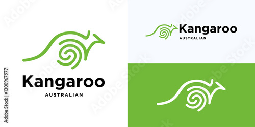 Kangaroo logo design, Animals Kangaroo logo icon, Kangaroo integrated with icon shape symbol, information and identification fingerprint, thumbprint and swirl or spiral, Animals monoline vector design