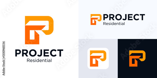 Letter P logo design, Simple modern icon initial PR for identity symbol, Vector PG logo illustration, Initial P for identity logo, Usable for Construction, Architecture, Home repair or other business.