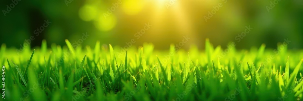 Obraz premium Newly cut hybrid grass, vibrant green, sunlit , sun, gardening