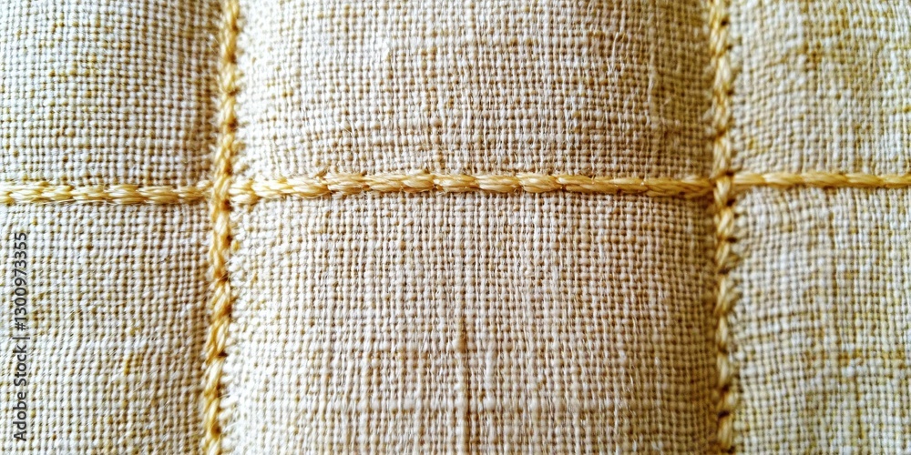 Fototapeta premium Abstract Patchwork Texture: Close-up of a hand-stitched patchwork design with intricate detailing, a testament to artisanal craftsmanship and textile art, displaying a subtle pattern.