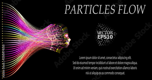 An abstract image of a data stream forming the silhouette of a human head. The glowing lines symbolize the neural network and information processing, creating a futuristic and technological style.